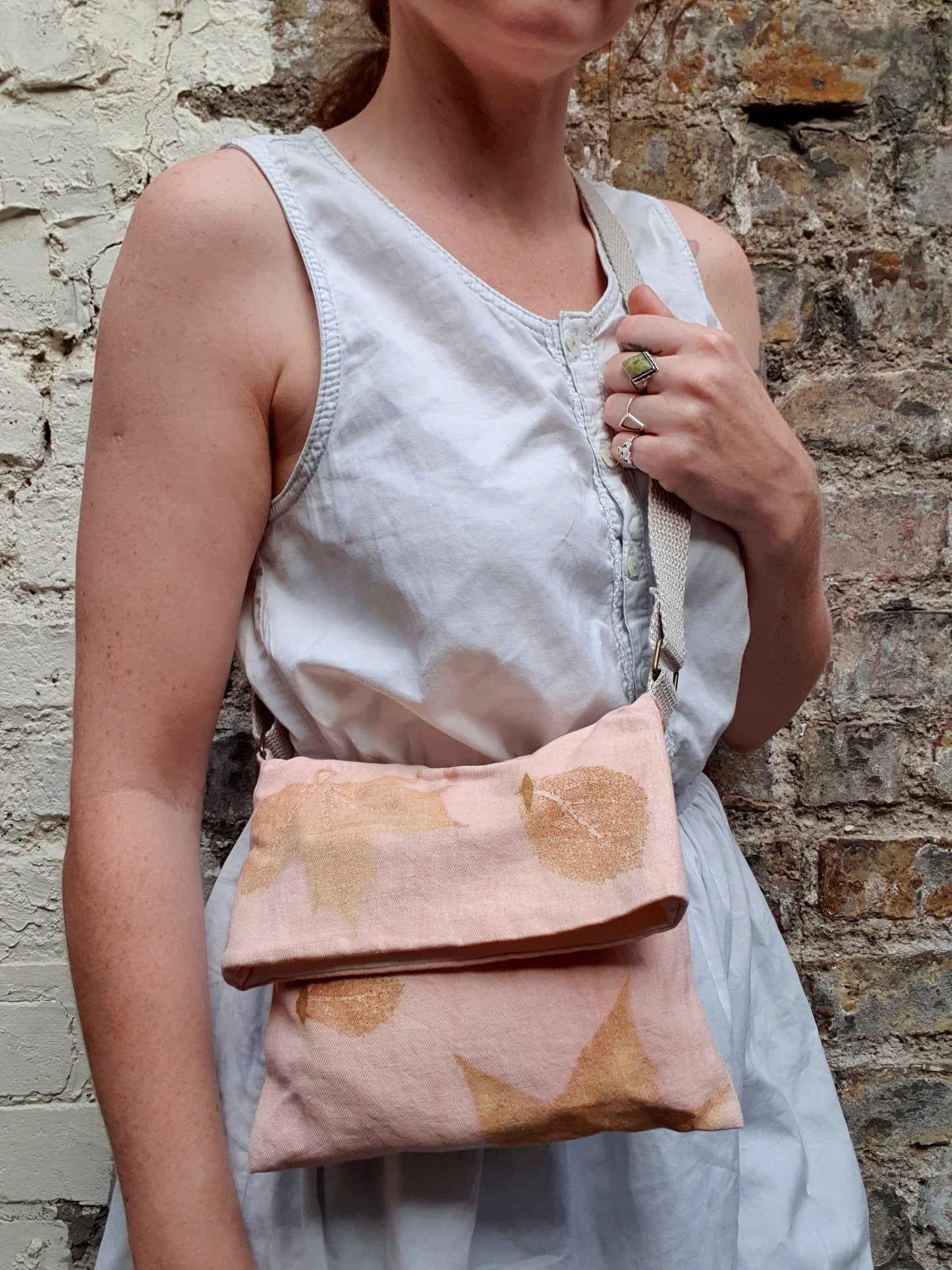 Terracotta Sycamore Eco Printed Linen Handbag