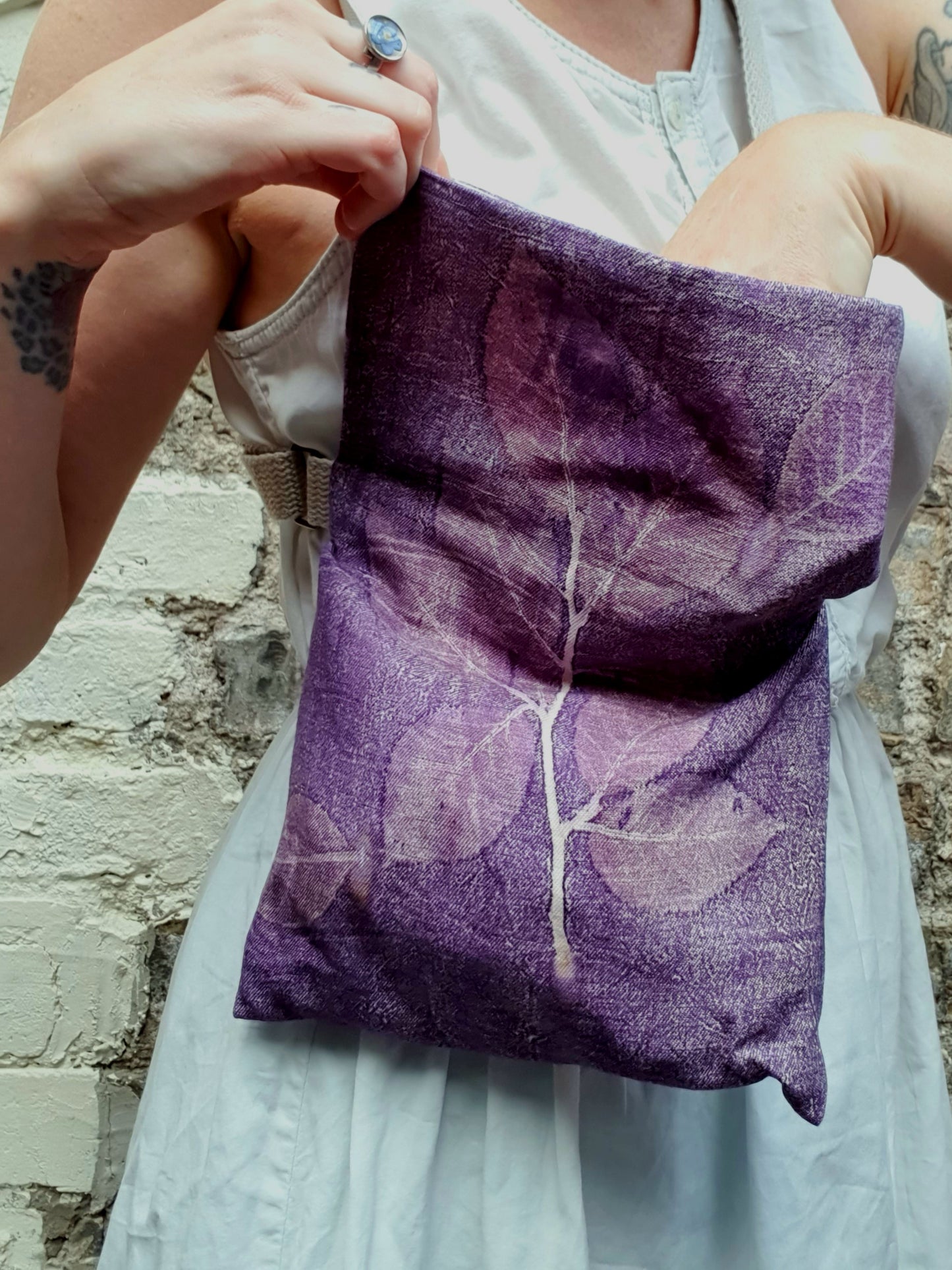 Purple Beech Eco Printed Linen Handbag
