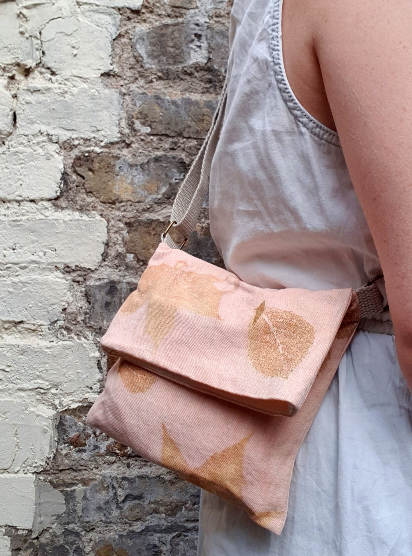 Terracotta Sycamore Eco Printed Linen Handbag