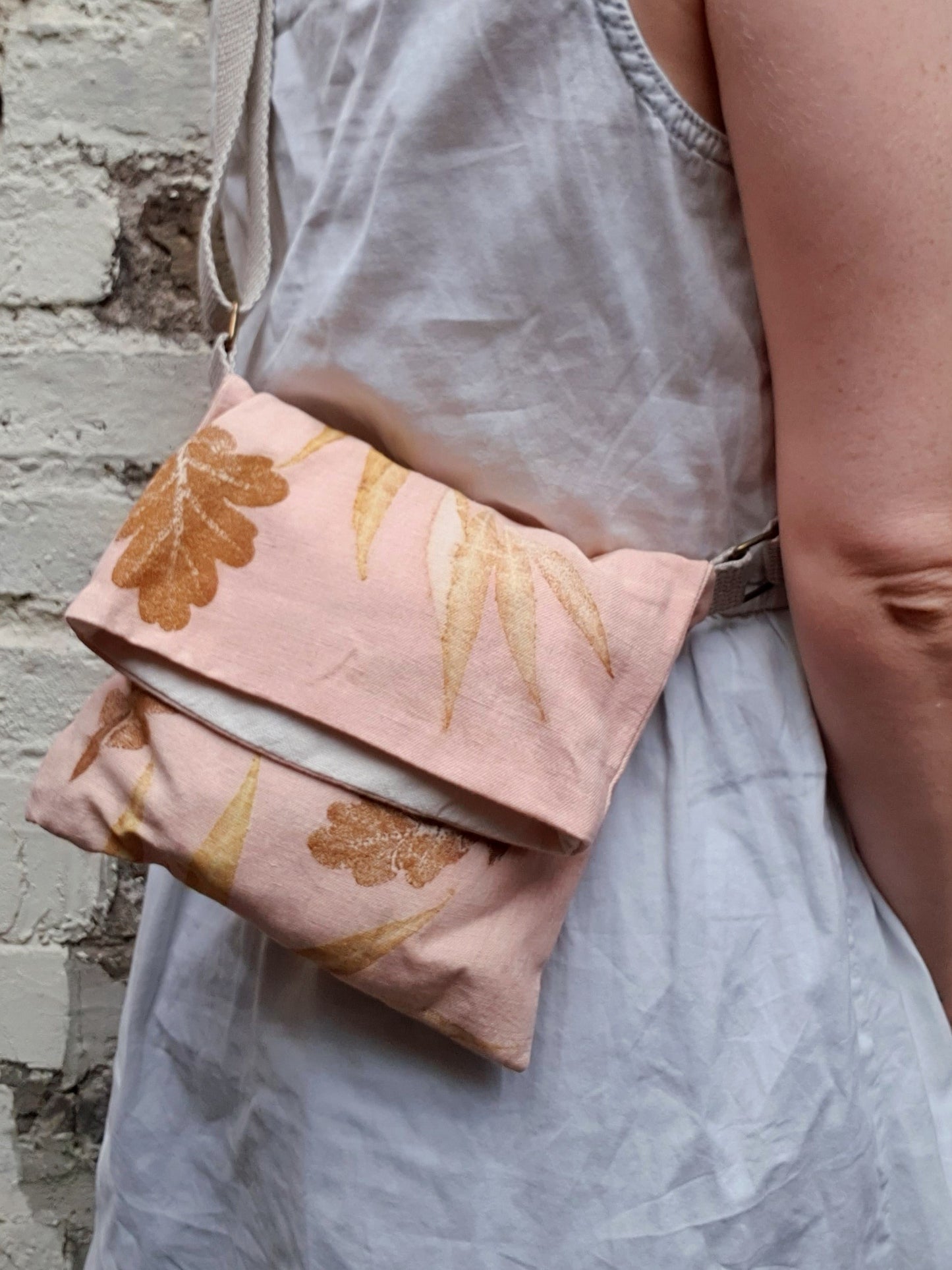 Terracotta Willow Eco Printed Linen Handbag